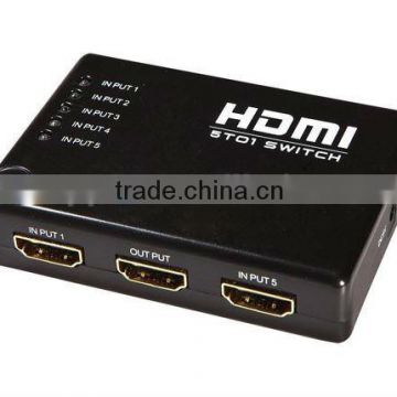 3D 1080P IR Remote control 5 inputs 1 output HDMI switch