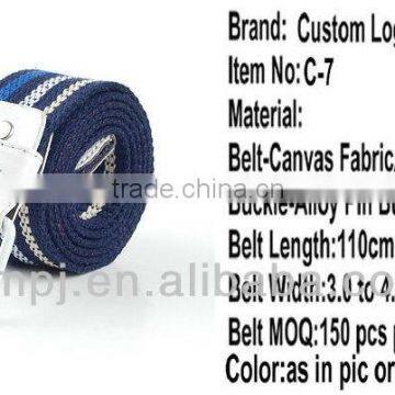 2013 casual military quality colorful custom canvas belts with pin buckle