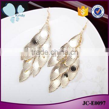 Factory wholesale western jewelry gold plate zinc alloy multilayer slice evil eye earring