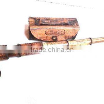Antique Brass Spyglass Telescope - Christmas Gift handheld telescope With Leather Case 12192