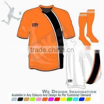 orange with black soccer uniform sets