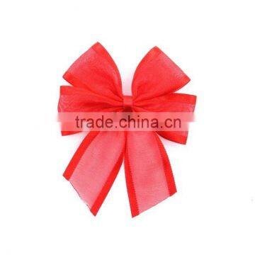 Red organza ribbon bow