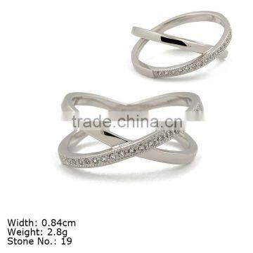 RZA5-003 925 Sterling Silver Jewelry Rhodium Plated Silver Ring with CZ Stone Infinity Shaped Ring