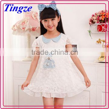 Hot sell good quality little kids fancy dress lovely summer dress girls lace frock designs