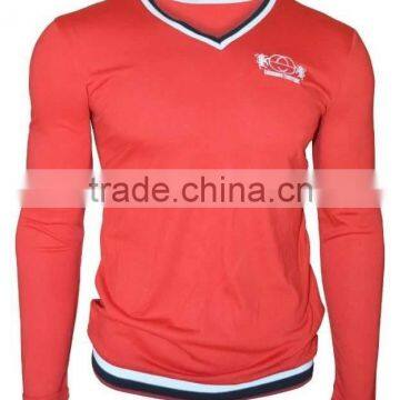 Mens Long Sleeve T Shirts With Stripe &customer Brand v Neck T Shirts