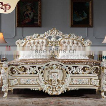 Hand Carving Furniture - Handcraft Royalty Golden Foil Bed photo-6