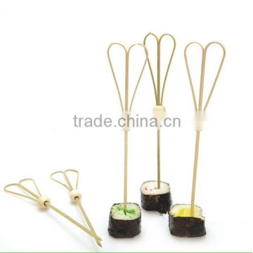 18cm Nature color party cocktail looped heart bamboo skewer