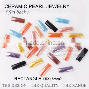 Wholesale Loose ceramics pearl 5*15mm rectangle flat back ceramic Rhinestone factory direct on sales