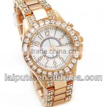 2013 new style fashionable dimond girl plated watch with pc movt