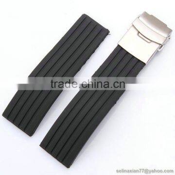 Silicone Rubber Watch Strap Band Deployment Buckle Waterproof 16 18 20 22 24mm