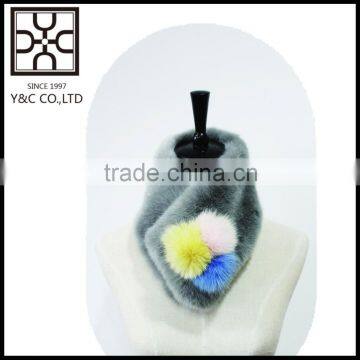 2015 New Design Fake Fur Scarf with Fuzzy Ball