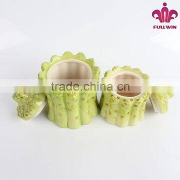 Factory price ceramicware ceramic canister with bamboo sprout design