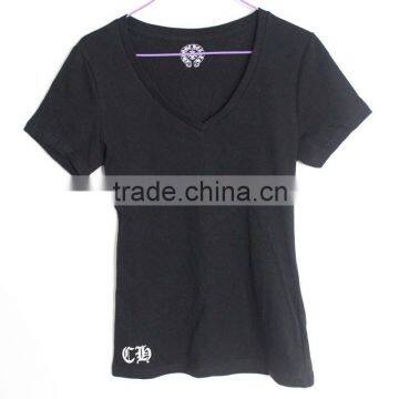 ladies slim fit trendy black v-neck t-shirt