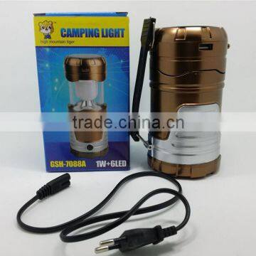 Plastic Camping Lantern,6 Led Rechargeable Lantern,Usb Solar Lantern With Mobile Phone Charger