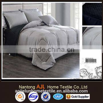 100% microfiber Saudi Arabia market winter quilting bed sheets gray and black comforter sets
