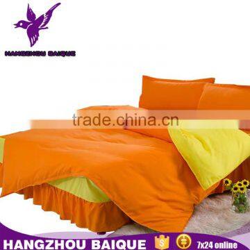 Yellow and Orange Solid Color Cheap Bedding Sets Ruffle Skirts