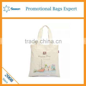 Wholesale OEM custom logo print shopping tote cotton canvas beach bag