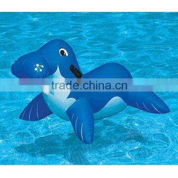 Children Toy Inflatable Blue and White Seal Ride on With Two Teeth