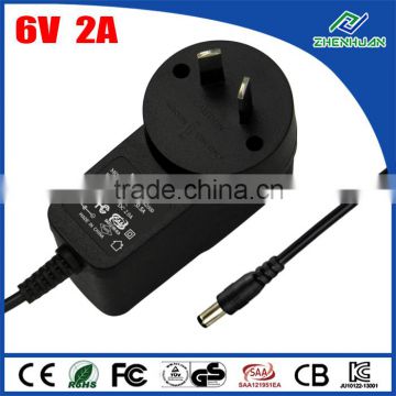 plug in connection ac to dc adapter 6v 12w made in china