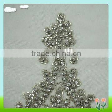 2015 Newest Sew on Tulle Patch With Rhinestone for Bridal Dress photo-3
