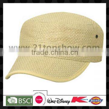 Blank military style cheap wholesale straw cap