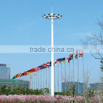 High Brightness new design Q235/345 steel 30m high mast lighting pole with auto rasing and lower system in factory price