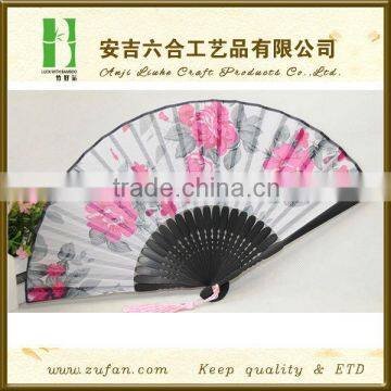 Boutique cloth bamboo folding fan for wedding gift