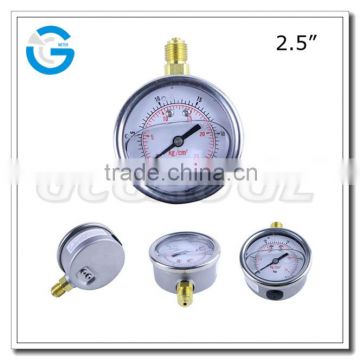 High quality stainless steel brass internal 12 clock pressure gauge