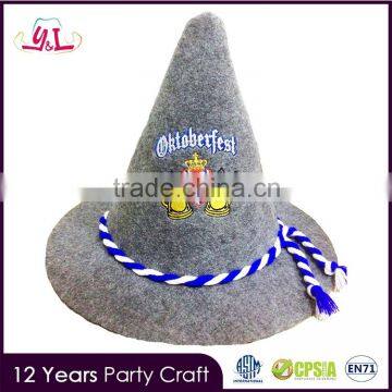 German Oktoberfest Grey Fabric Handmade Wool Felt Hat For Promotion