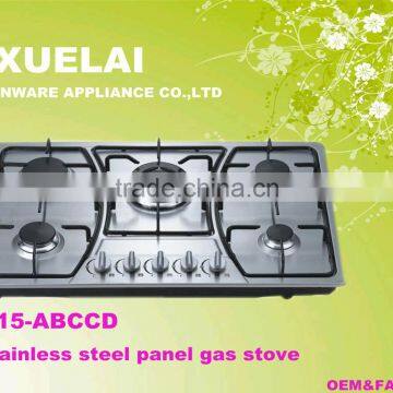 2014 Stainless Steel Panel 5 Burner Gas hob Zhongshan Factory OEM Service(Model no: Z815-ABCCD)