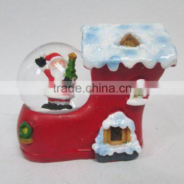 45mm snow global water ball with shoes base and santa Inside