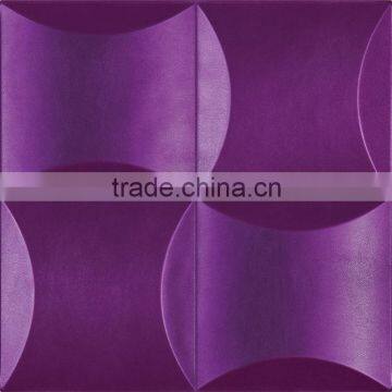 Classic Square Faux Leather Wall Panel With Rose Embossed