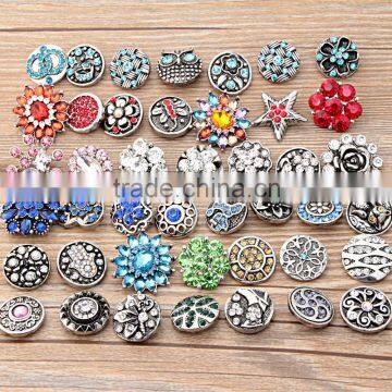 2016 Latest 18mm ancient silver Crystal Press Metal flowering DIY Snap Button for bangles