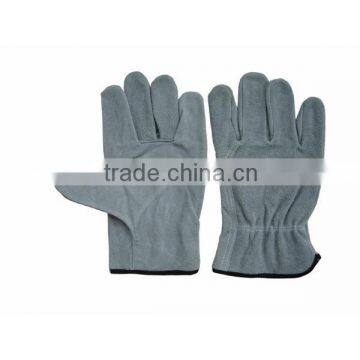 Wing thumb grey cow split leather driver glove