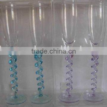 TOP CLEAR AND STEM COLORED SPRING CHAMPAGNE GLASS