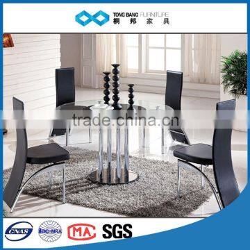 High quality 12mm tempered glass stainless steel dining table