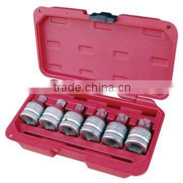 6 pc 3/4" Drive Socket Bit Set,Includes Both Star Tamp and Spline Tamp Bits