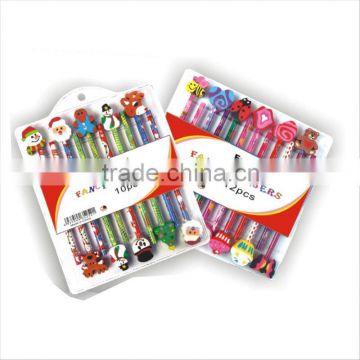 Clamshell Packing Different Series Pencil Topper Eraser/pencils with eraser toppers