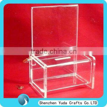 Wholesale Donation Box With Sign Holder, Clear Suggestion Box With Lock, Custom Made Donation Box