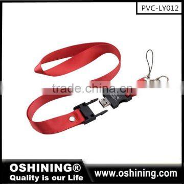 Cheap promotional top quality colorful lanyard usb 2.0 flash drive(PVC-LY012)