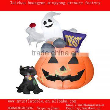 inflatable pumpkin and black cat halloween inflatables