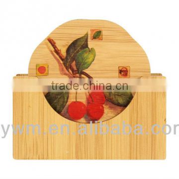 Colorful flower Bamboo Wooden Heating Coaster Kitchen Pad for Pan