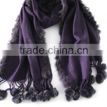 cashmere pashmina wraps with fur balls