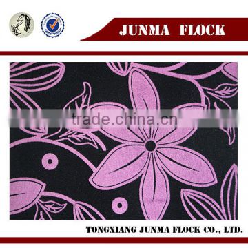 Purple Flower Pattern China Textile Flocked Velvet Screen Print Sofa Fabric