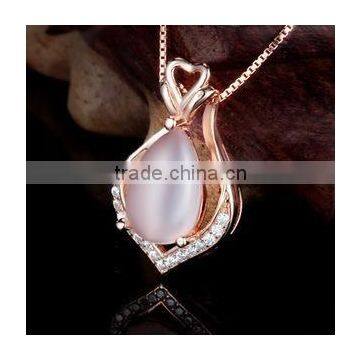 Rose Gold Plated 925 Silver Natural Gemstone Rose Quartz Large Sterling Silver Pendant photo-3