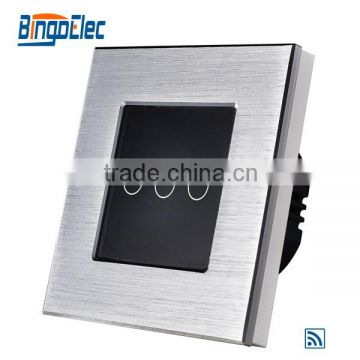 3 gang brushed aluminum wireless control light switch