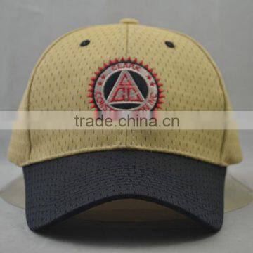 Professional custom 6 plate / 100% polyester/embroidery trademark/gray and dark blue baseball cap