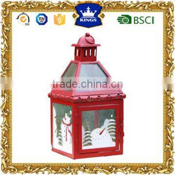 Christmas decoration red small metal candle lantern