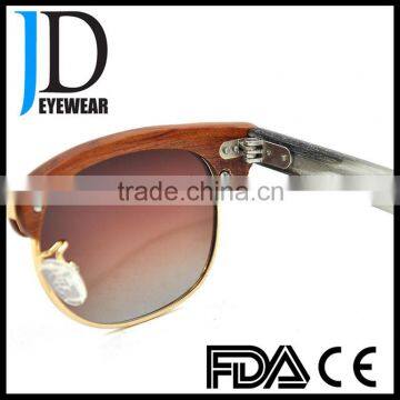Hot Sell Custom Made OEM Fashion Half-Rim Wooden Sunglasses
