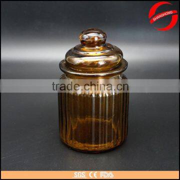 Colorful hot sale glass storage jar with glass lid